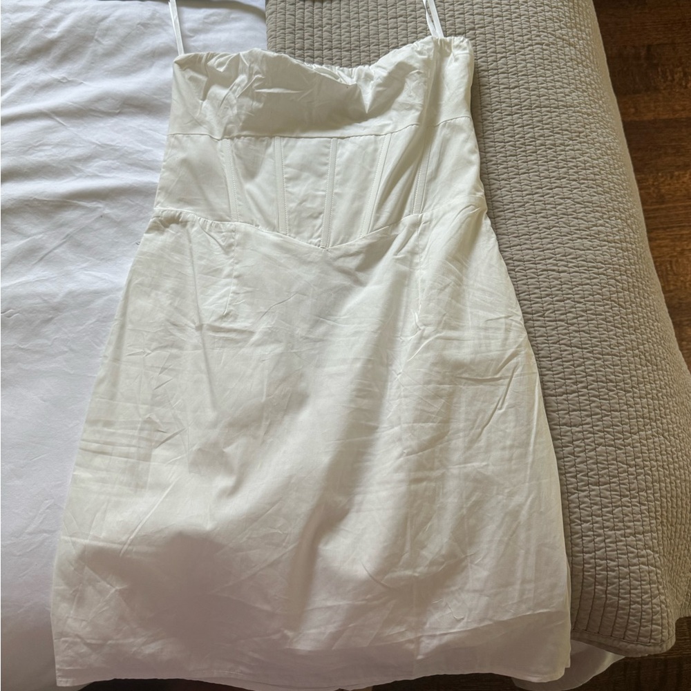 white strapless corset dress